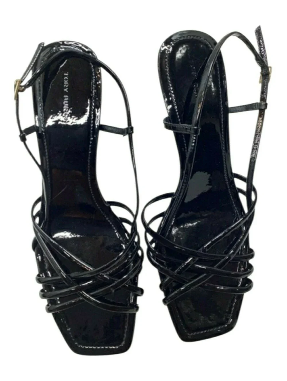 Tory Burch Black Multi Strap 75MM Wedge Sandals Size 9